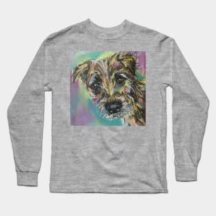 Colourful Border Terrier Puppy Long Sleeve T-Shirt